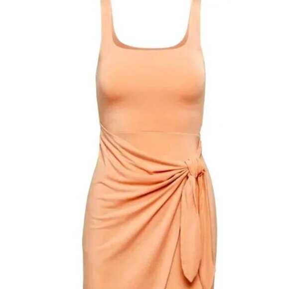 Aritzia Saturn Mini Wrap Dress Coral - Picture 1 of 2
